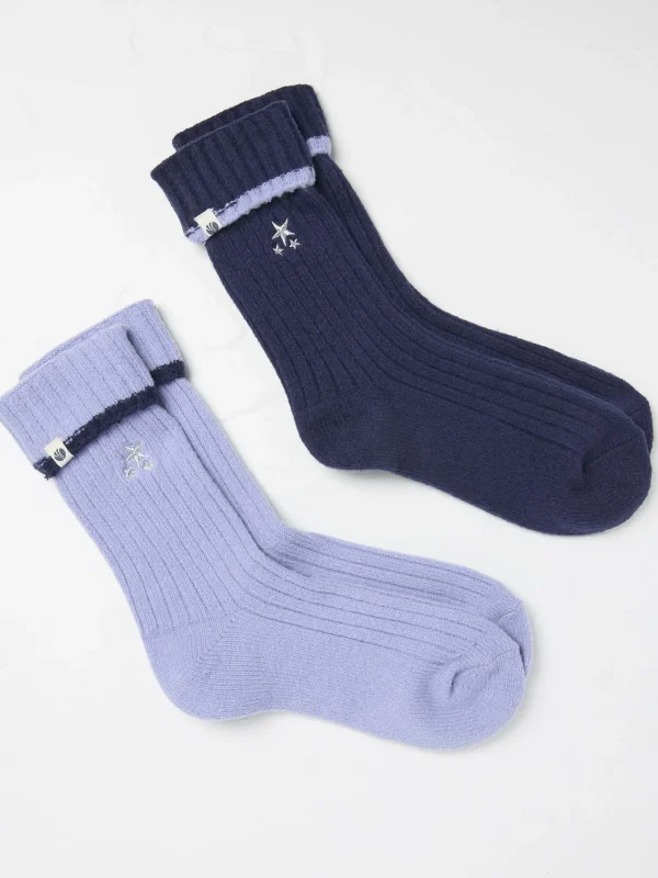 2 Pairs Of Star Embroidered Cosy Socks*FatFace Outlet