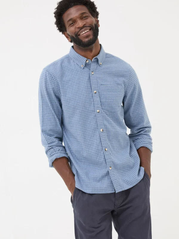 Long Sleeve Grantham Grid Check 100% Cotton Shirt*FatFace Outlet