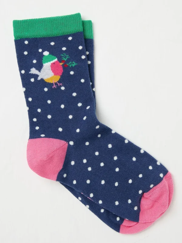 Womens Robin Spot Socks 1 Pack*FatFace New