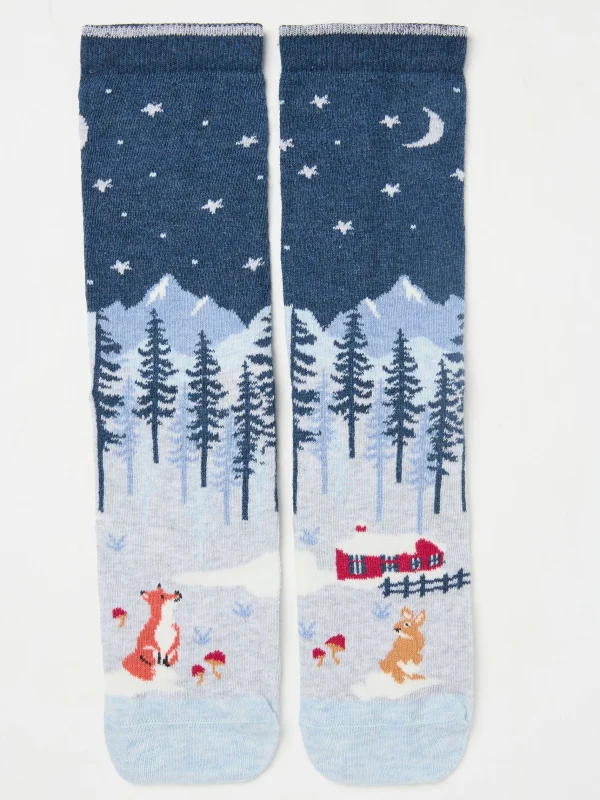 Womens Snow Scene Socks 1 Pack*FatFace Fashion