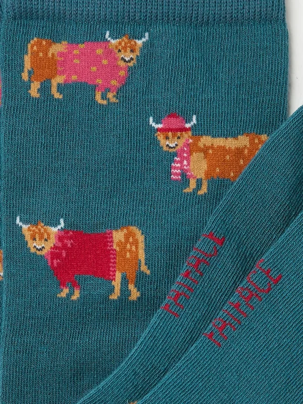 Womens Highland Cow In Jumper Socks 1 Pack*FatFace Online