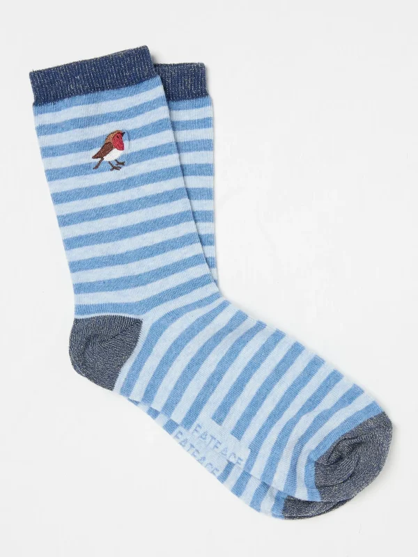 Womens Stripe Robin Socks 1 Pack*FatFace Outlet