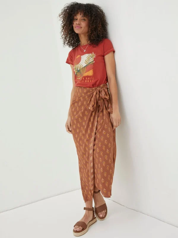 Serren Woodblock Midi Skirt*FatFace Store