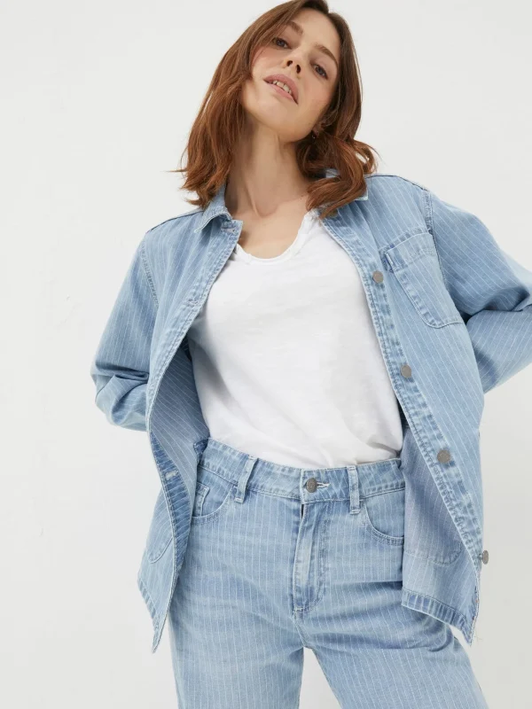 Eden Stripe Denim Worker Jacket*FatFace Clearance