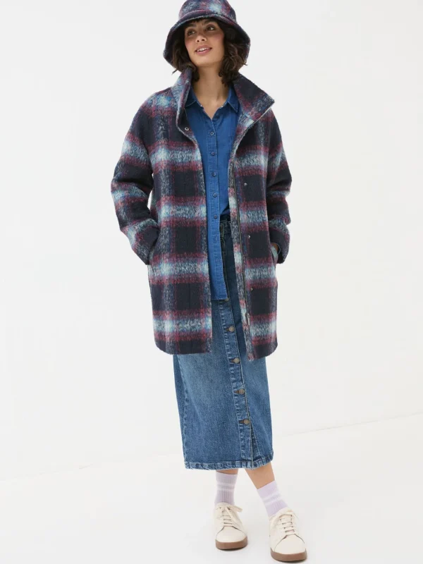 Freya Wool Blend Check Coat*FatFace Flash Sale