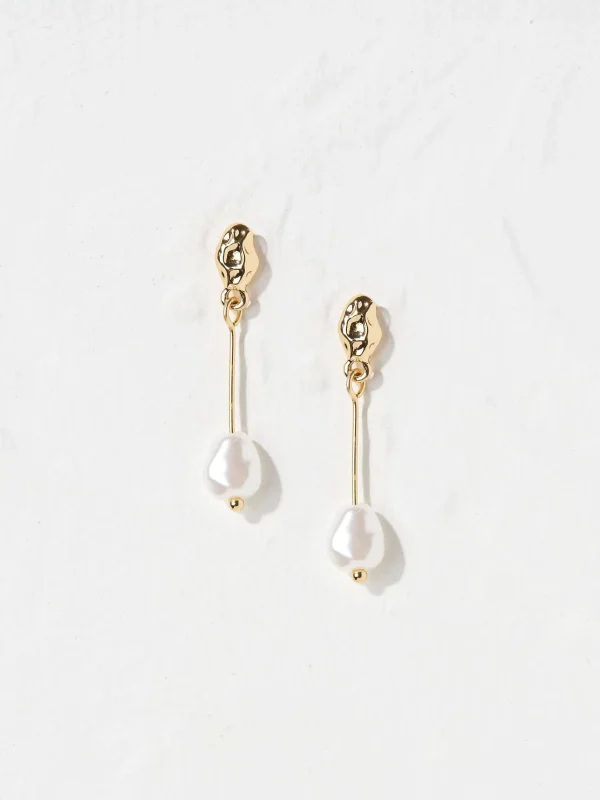 Tone Hammered Pearl Earrings*FatFace Outlet