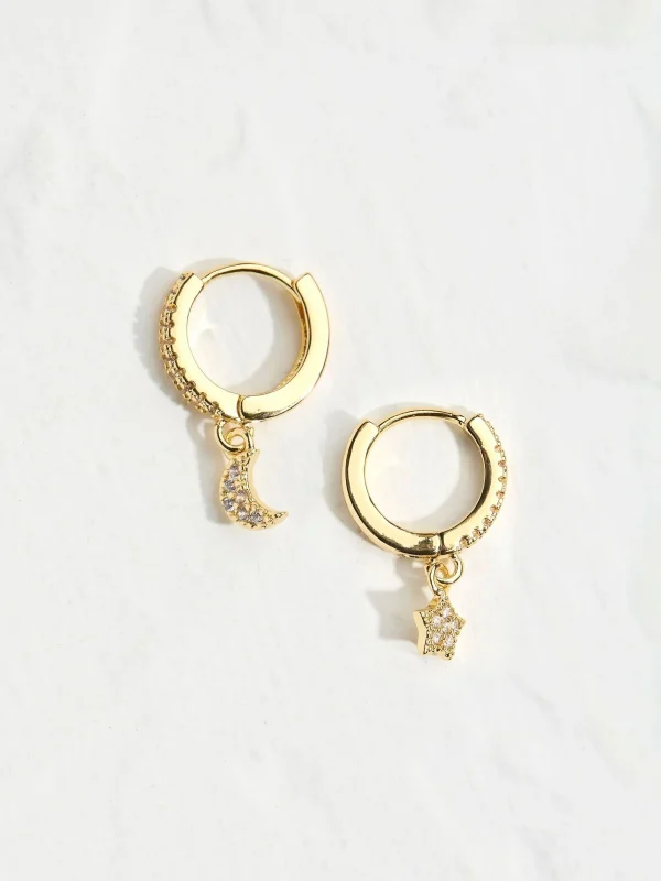 Star Moon Huggies Earrings*FatFace Best