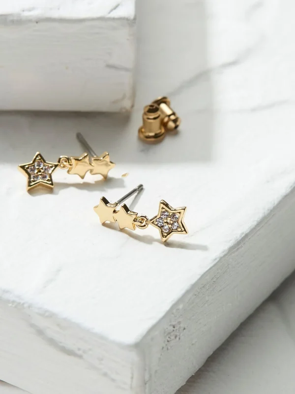 Tone Trio Star Earrings*FatFace Shop