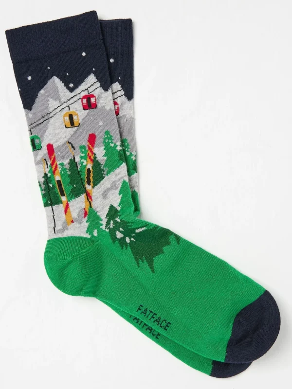 Mens Ski Scene Socks 1 Pack*FatFace Best Sale