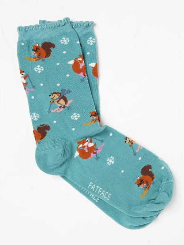 Skiing Animal Print Socks*FatFace Flash Sale