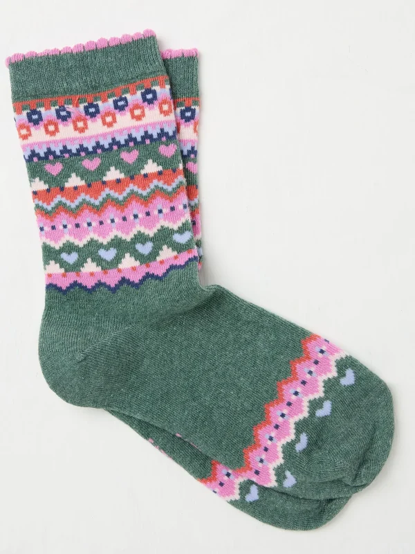 Womens Pop Fairisle Pattern Socks 1 Pack*FatFace Clearance