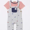 Blue Stripe Dungarees*FatFace Outlet