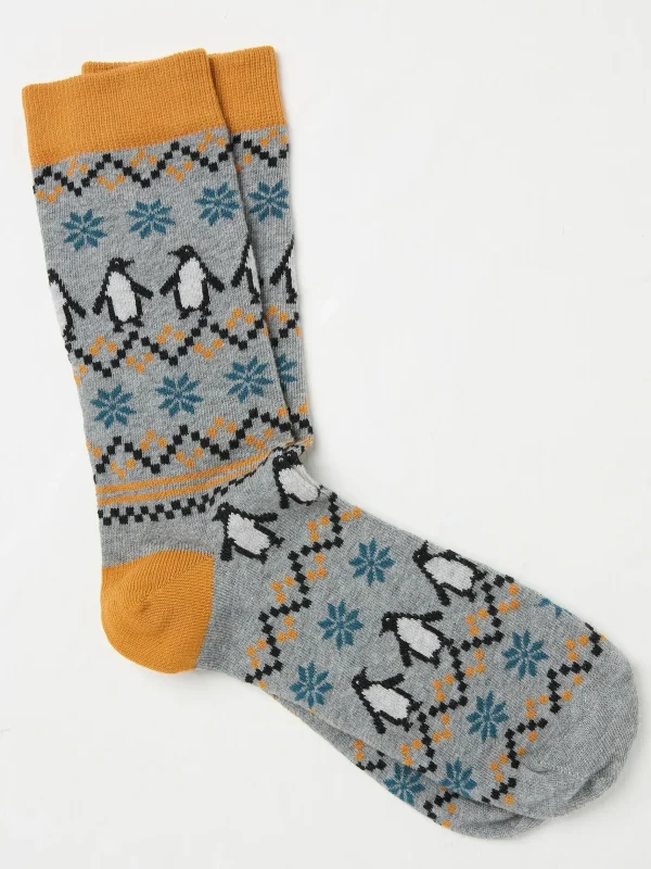 Mens Penguin Fairisle Socks 1 Pack*FatFace Clearance