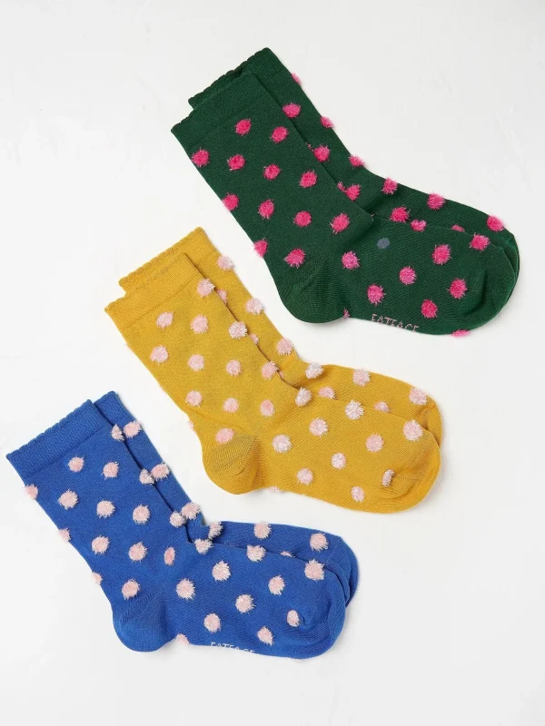 Womens Fluffy Spot Socks 3 Pack*FatFace Outlet