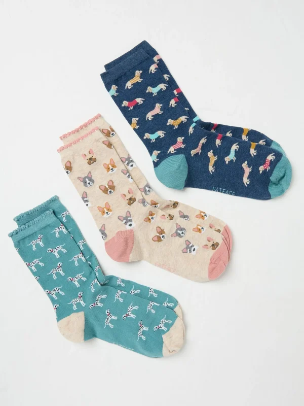 3 Pairs Of Dog Socks In A Box*FatFace Clearance