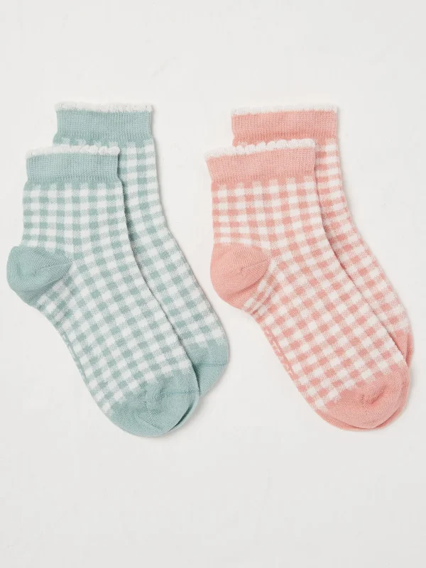 Gingham Ankle Socks 2 Pack*FatFace Online