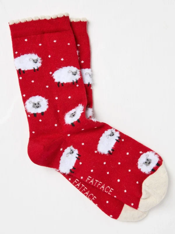 Womens Fluffy Sheep Socks 1 Pack*FatFace Outlet