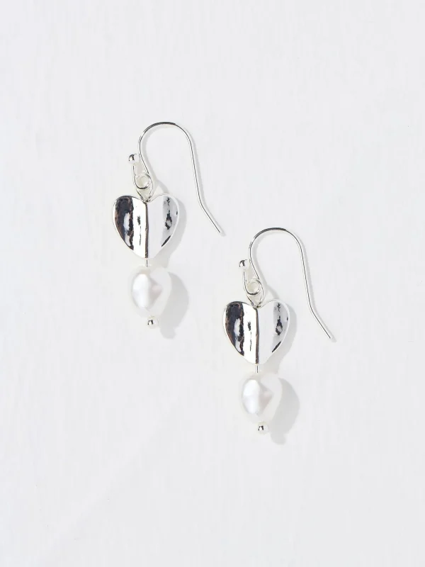 Tone Heart Pearl Earrings*FatFace New